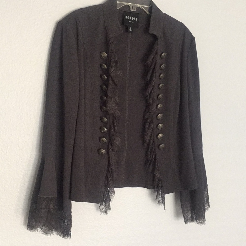 Insight button ruffle blazer